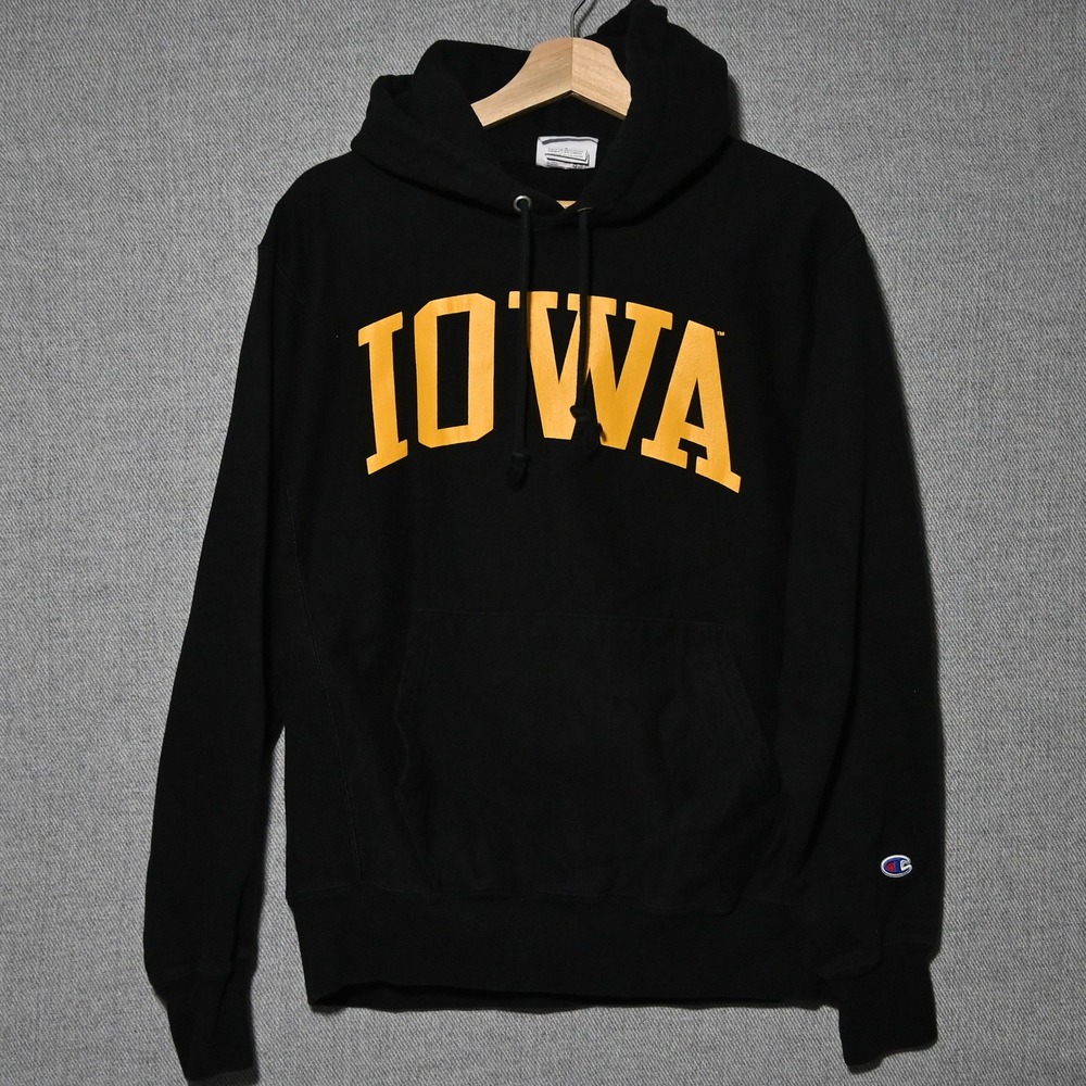 Champion Hoodie Mens Iowa Reverse Weave Graphic Medium Black